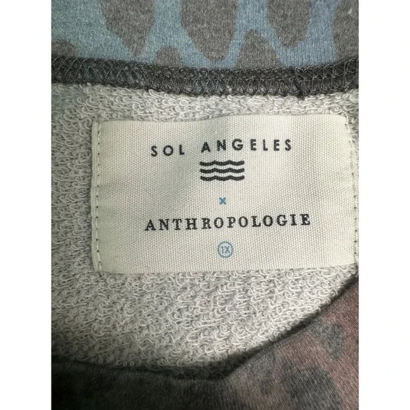 Sol Angeles Anthropologie Sweatshirt Womens 1X Animal Print Pullover Made‎ USA - Picture 9 of 12